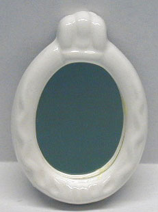 Dollhouse Miniature Oval Bath Mirror - Ceramic